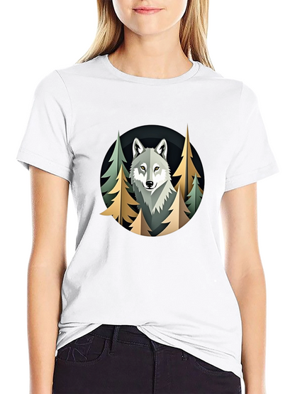 Camiseta Hombre Lobo Bosque Diseño Original