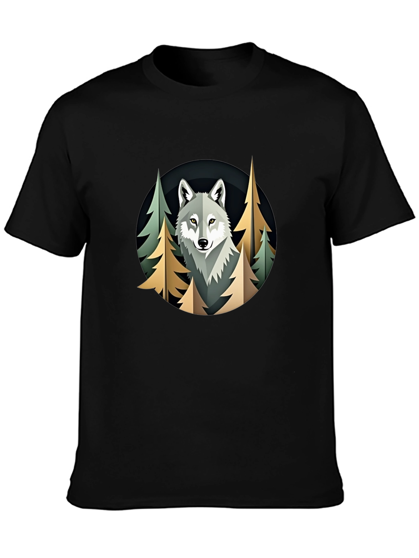 Camiseta Hombre Lobo Bosque Diseño Original