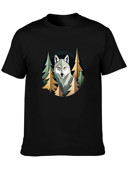 Camiseta Hombre Lobo Bosque Diseño Original