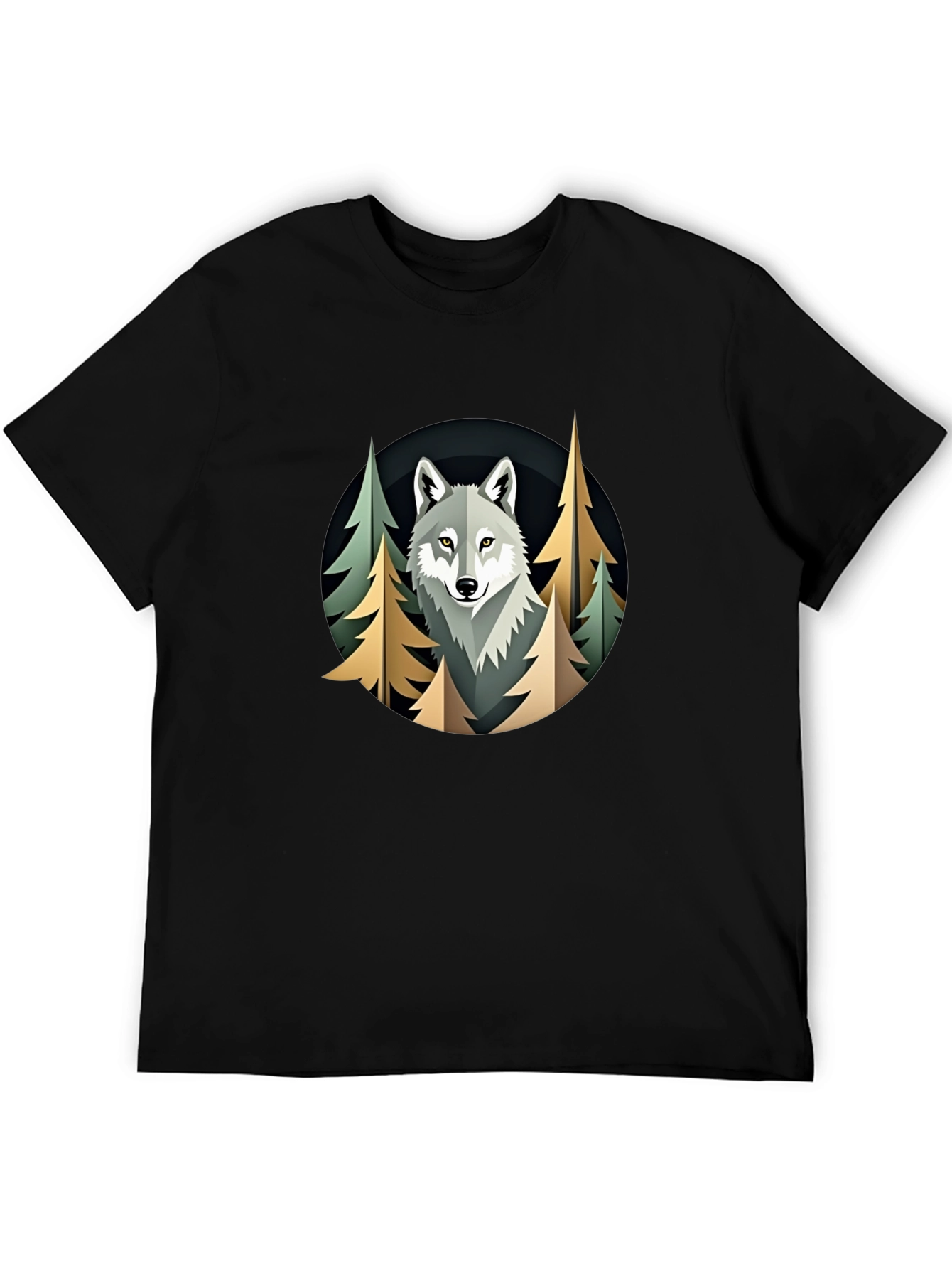 Camiseta Hombre Lobo Bosque Diseño Original