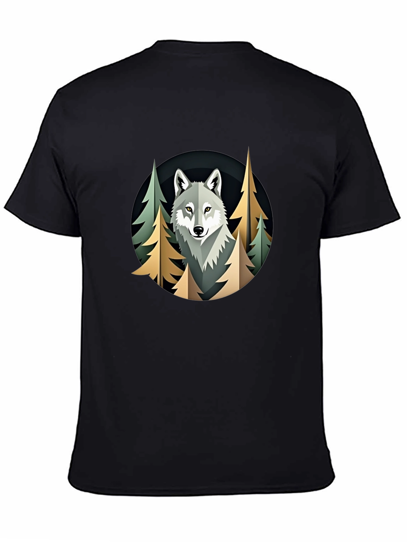 Camiseta Hombre Lobo Bosque Diseño Original