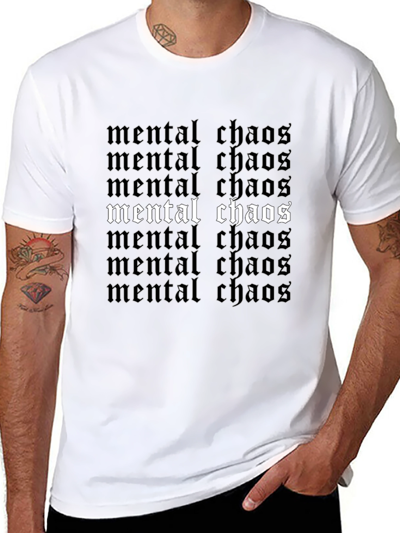Camiseta Negra Mental Chaos Estampada