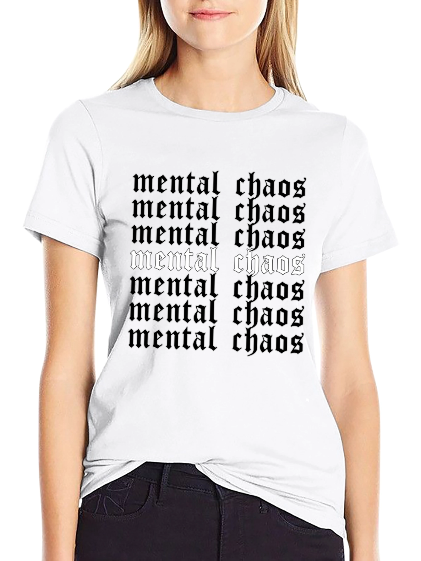 Camiseta Negra Mental Chaos Estampada