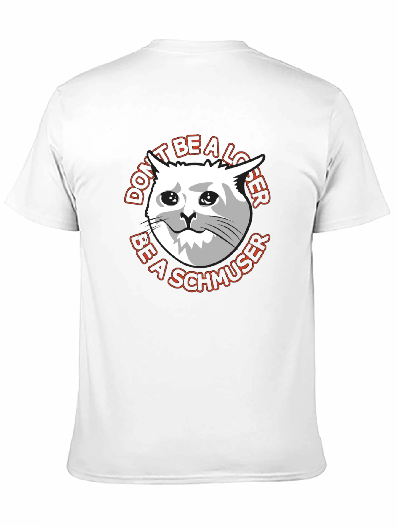 Camiseta Negra con Gato Triste Sé un Schmoozer