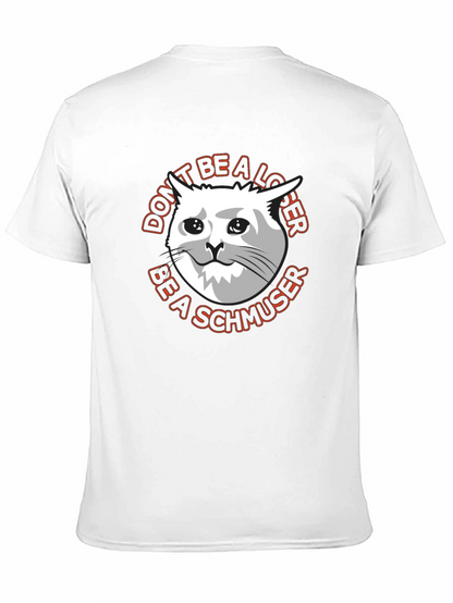 Camiseta Negra con Gato Triste Sé un Schmoozer