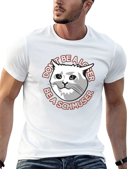 Camiseta Negra con Gato Triste Sé un Schmoozer