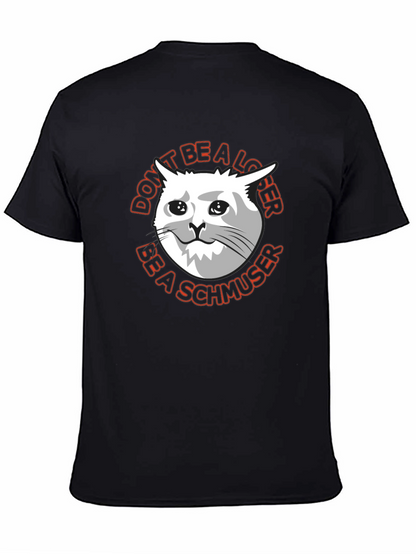 Camiseta Negra con Gato Triste Sé un Schmoozer