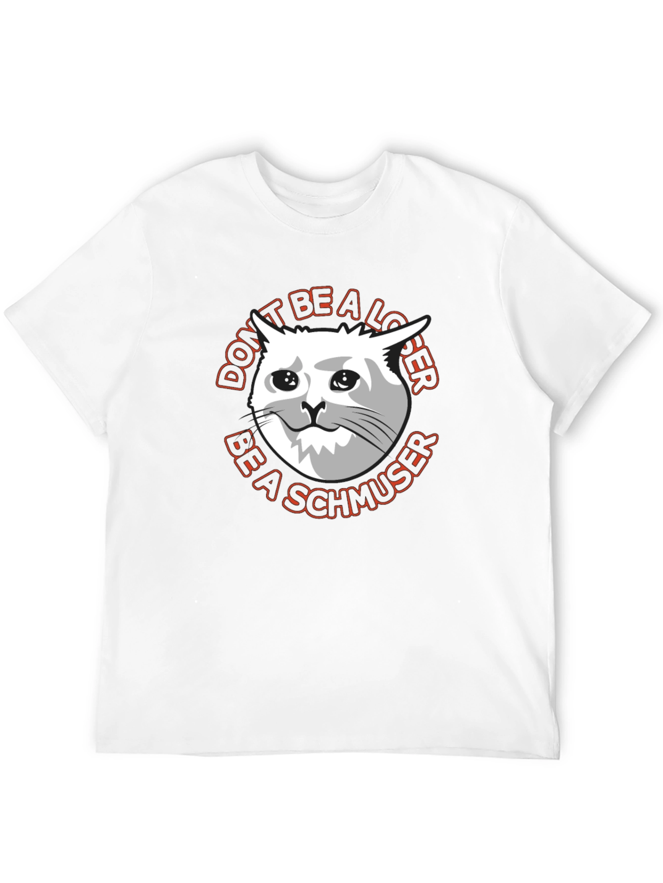 Camiseta Negra con Gato Triste Sé un Schmoozer