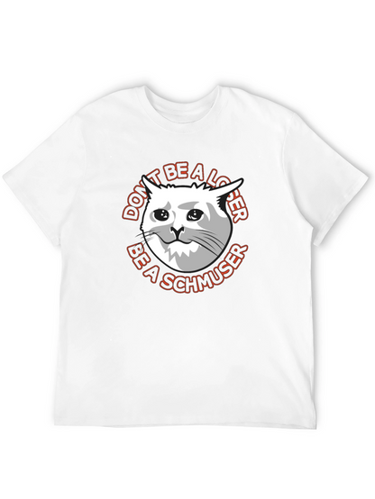 Camiseta Negra con Gato Triste Sé un Schmoozer