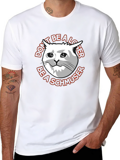 Camiseta Negra con Gato Triste Sé un Schmoozer