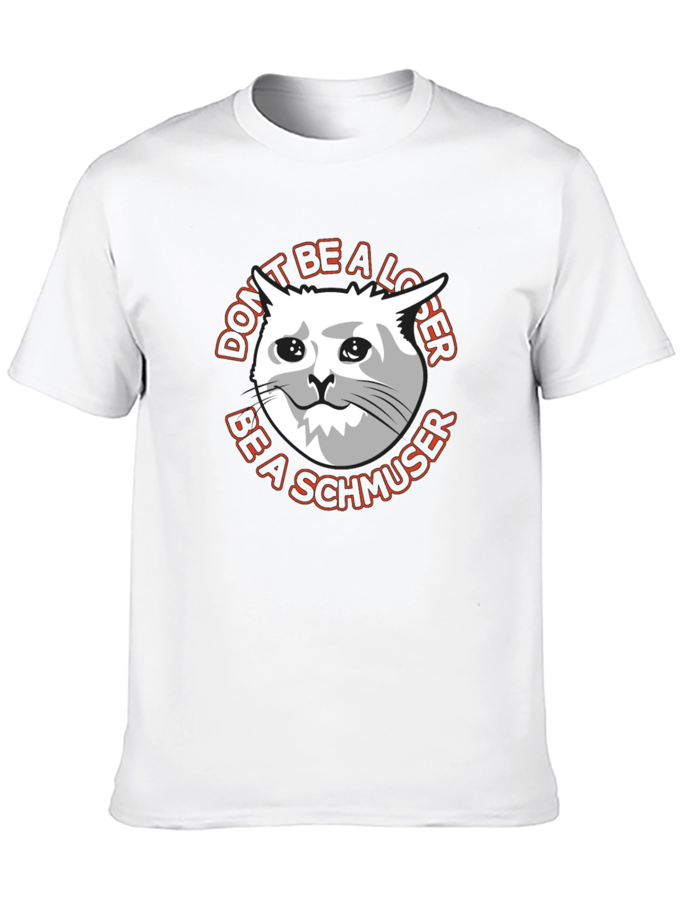 Camiseta Negra con Gato Triste Sé un Schmoozer
