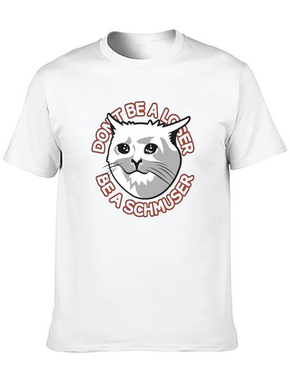 Camiseta Negra con Gato Triste Sé un Schmoozer