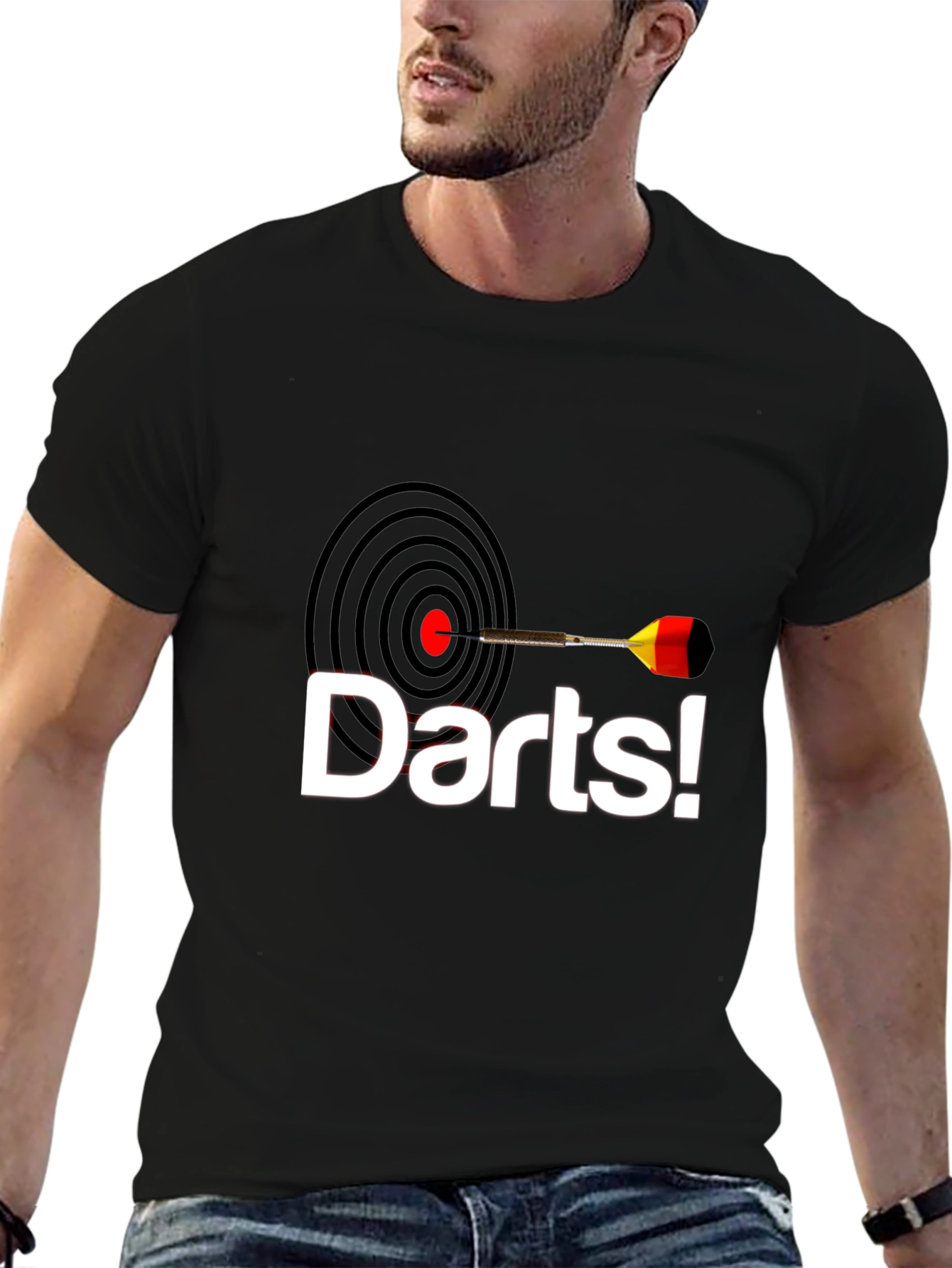 Camiseta Negra con Diseño de Dardos