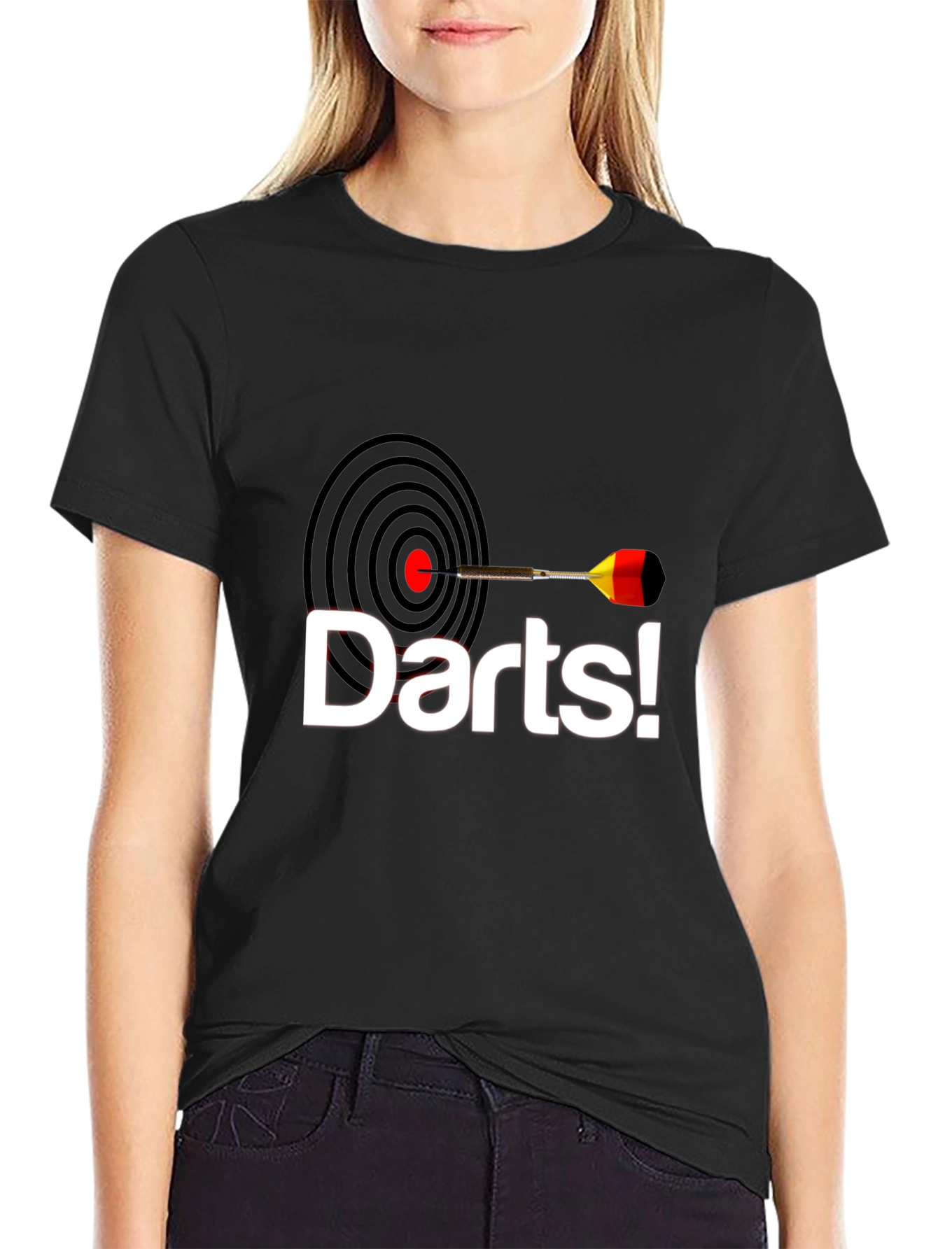Camiseta Negra con Diseño de Dardos