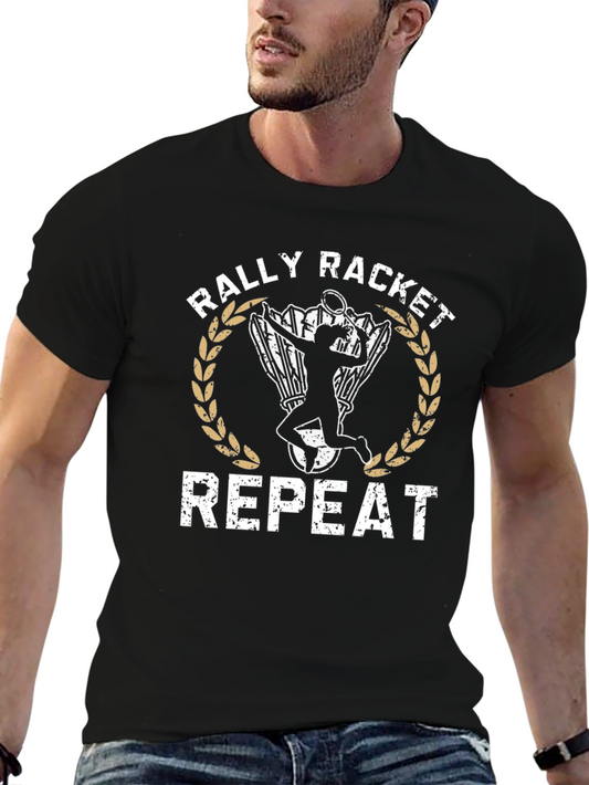 Camiseta Negra Deportiva: Rally Racket Repeat
