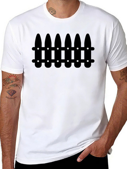 Camiseta Negra con Diseño de Valla Abstracta