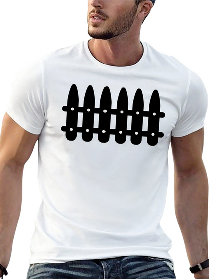 Camiseta Negra con Diseño de Valla Abstracta