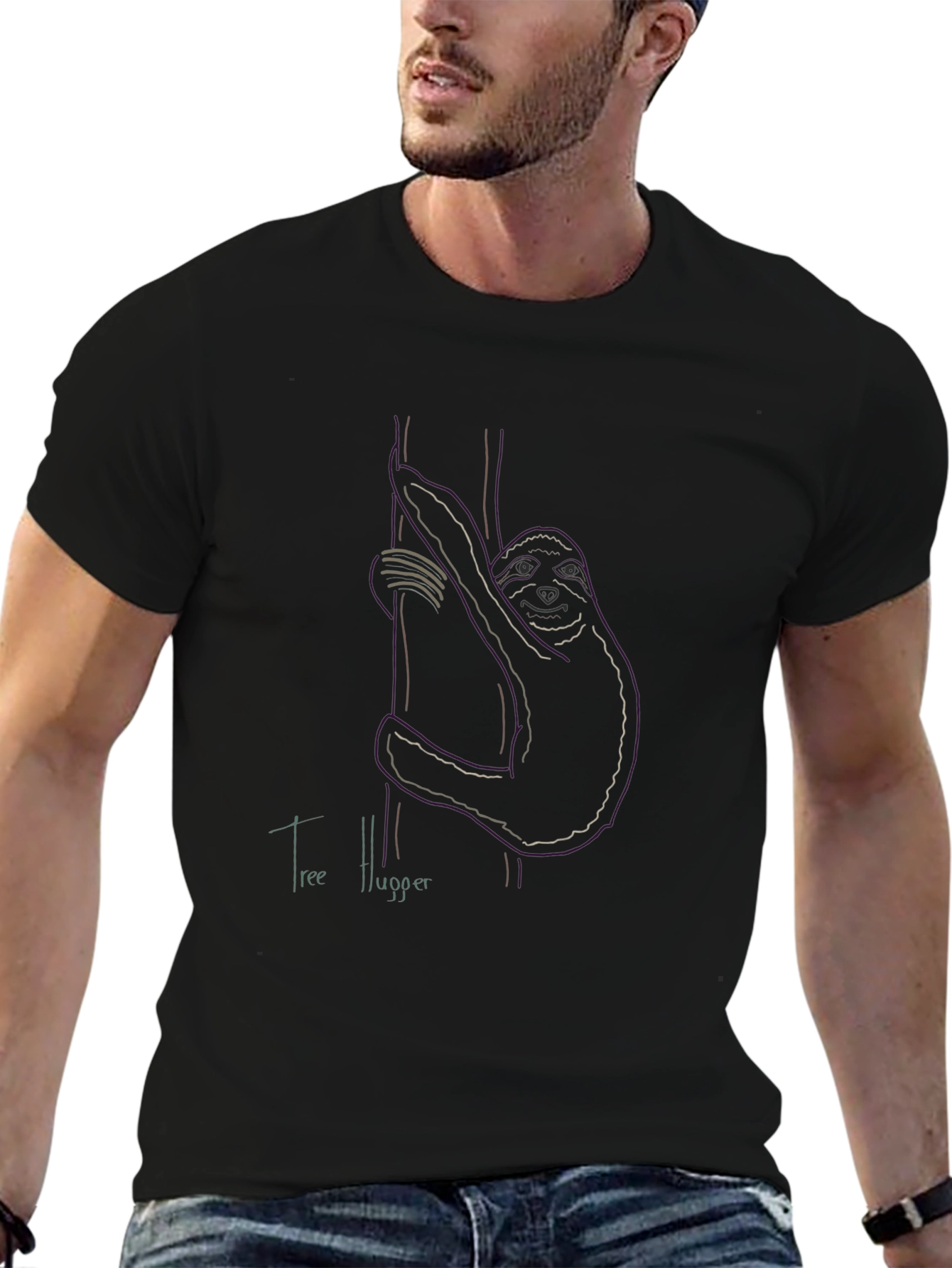 Camiseta Negra Abrazador de Árboles Diseño Único