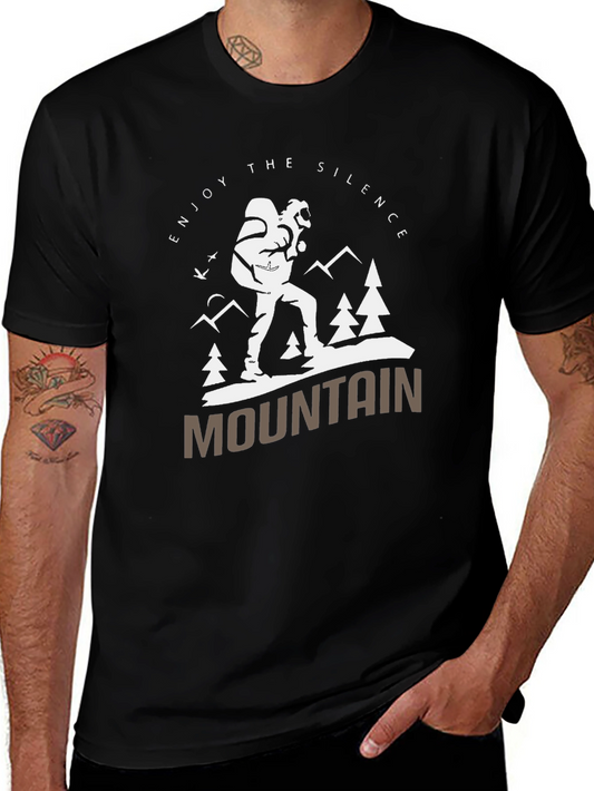 Camiseta Negra Enjoy the Silence para Aventura en la Montaña