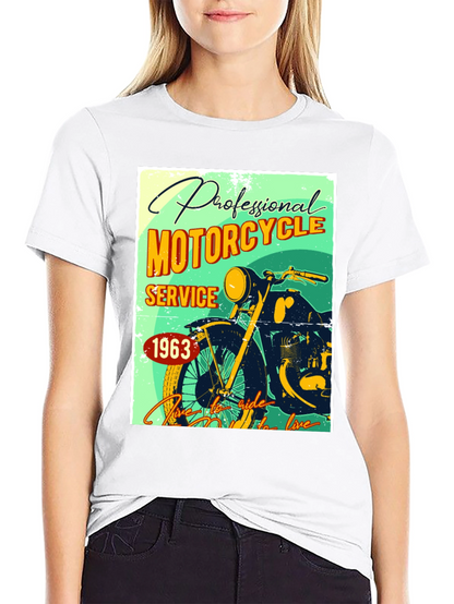 Camiseta Negra con Diseño Retro de Motocicleta