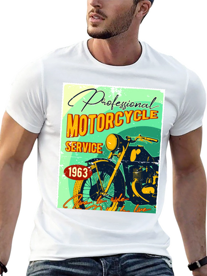 Camiseta Negra con Diseño Retro de Motocicleta