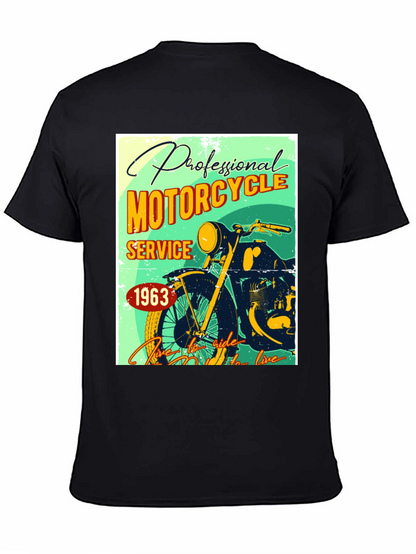 Camiseta Negra con Diseño Retro de Motocicleta