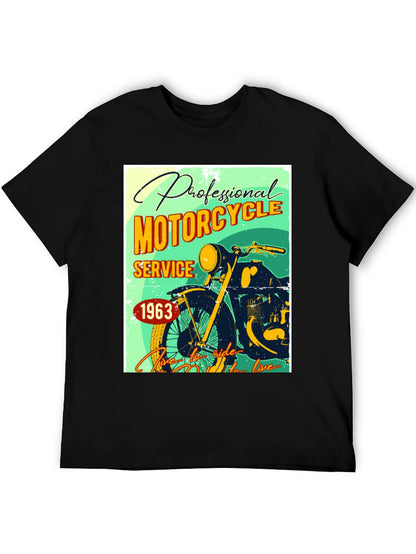 Camiseta Negra con Diseño Retro de Motocicleta