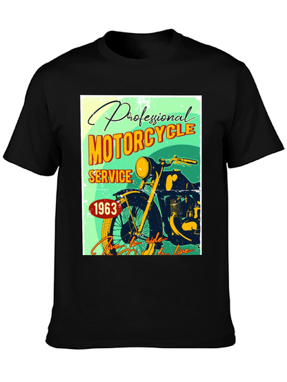 Camiseta Negra con Diseño Retro de Motocicleta