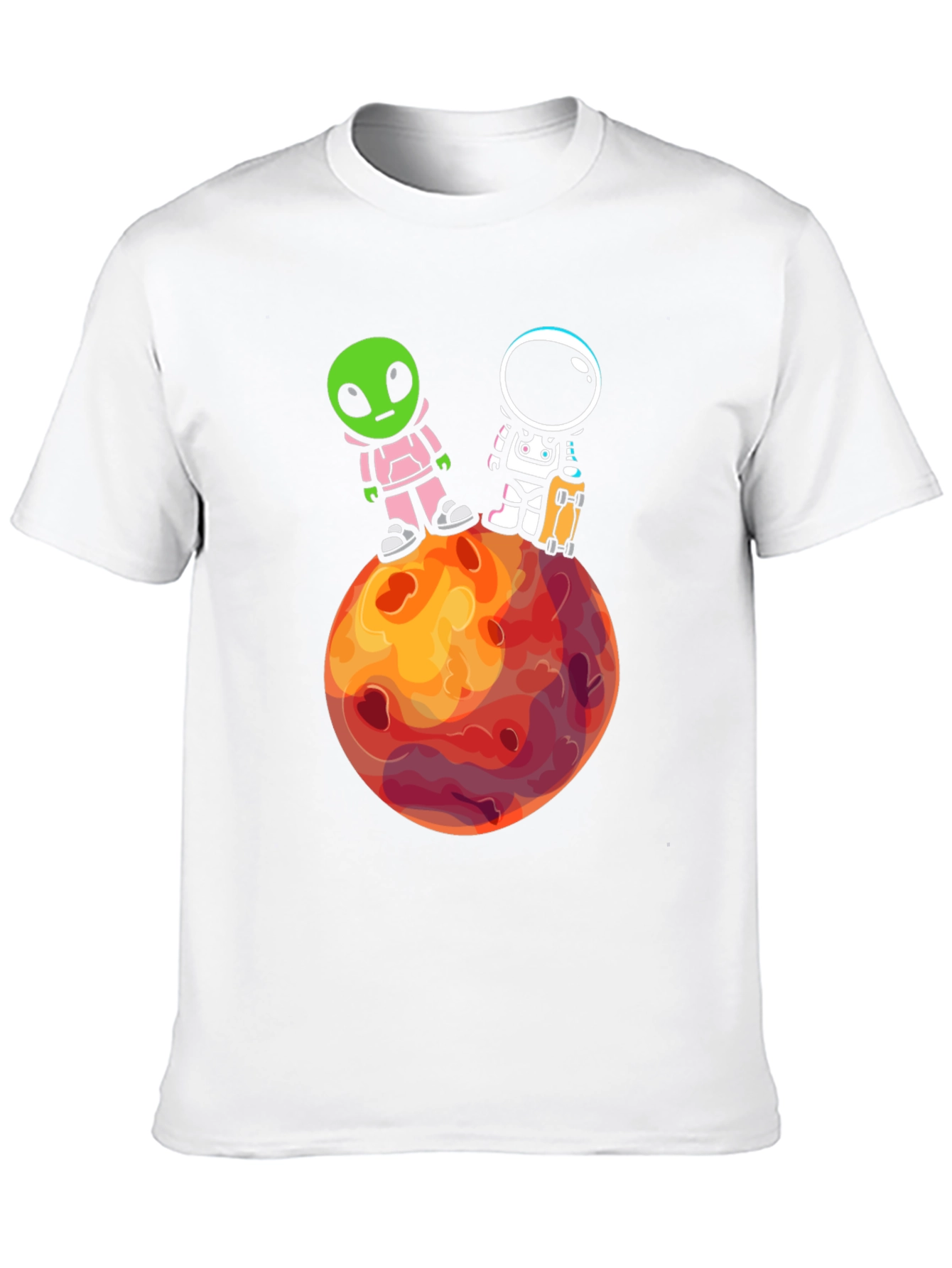 Camiseta Negra: Extraterrestre y Astronauta en Marte