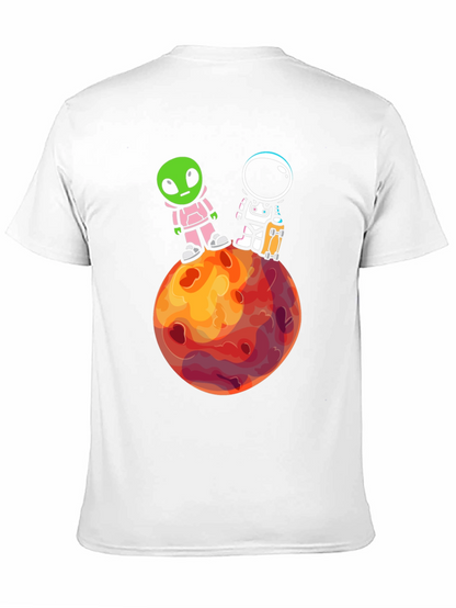 Camiseta Negra: Extraterrestre y Astronauta en Marte