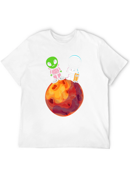 Camiseta Negra: Extraterrestre y Astronauta en Marte
