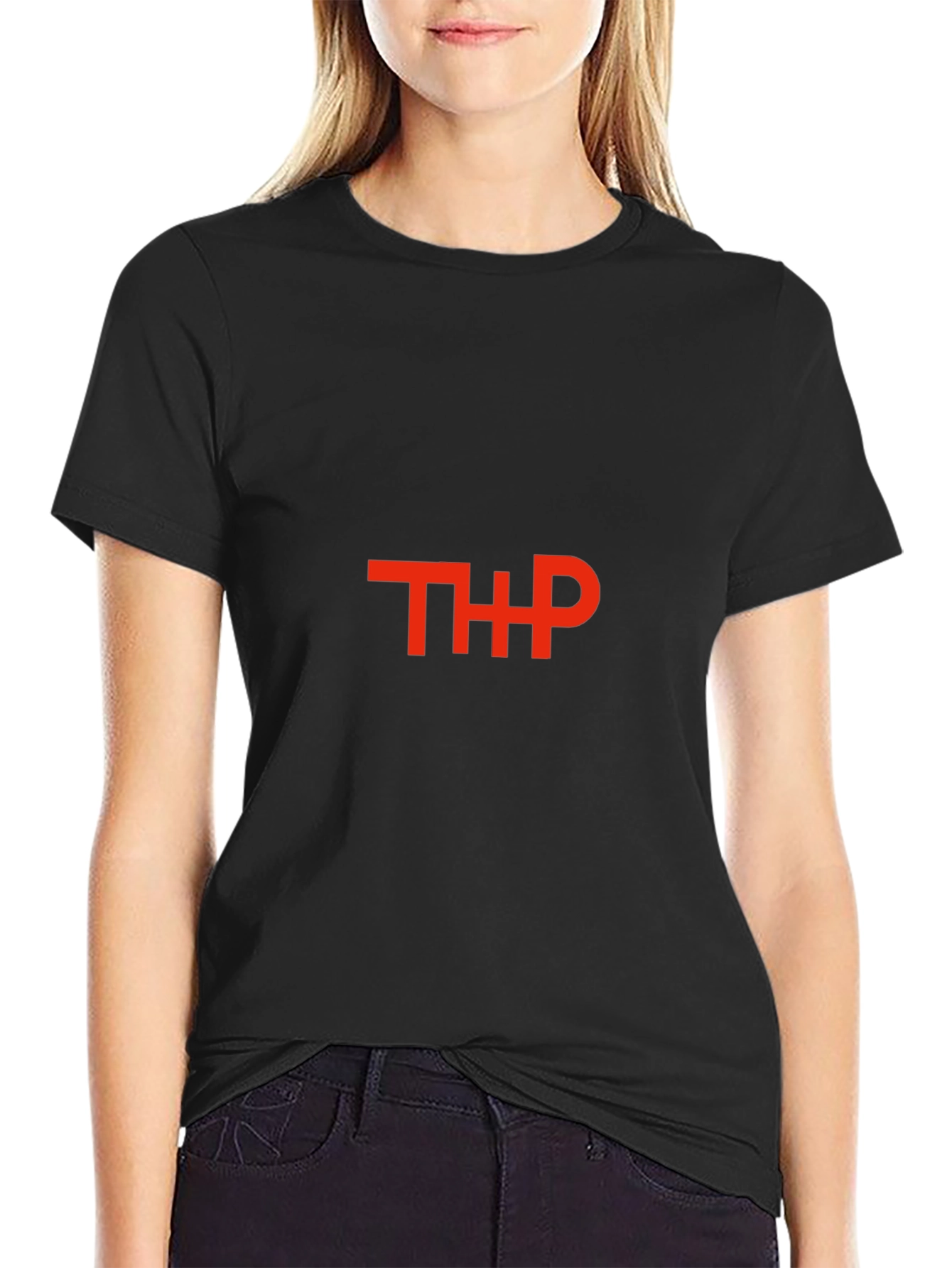 Camiseta Negra con Logo THP Rojo