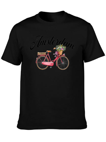 Camiseta Negra con Diseño de Bicicleta Ámsterdam