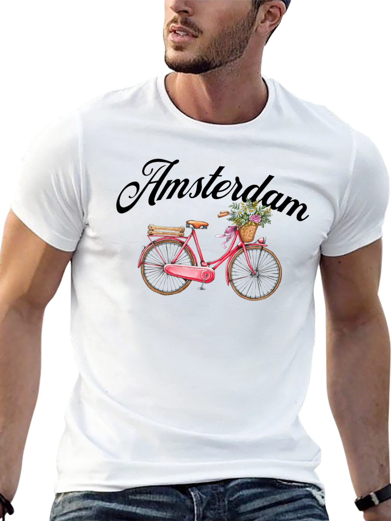 Camiseta Negra con Diseño de Bicicleta Ámsterdam