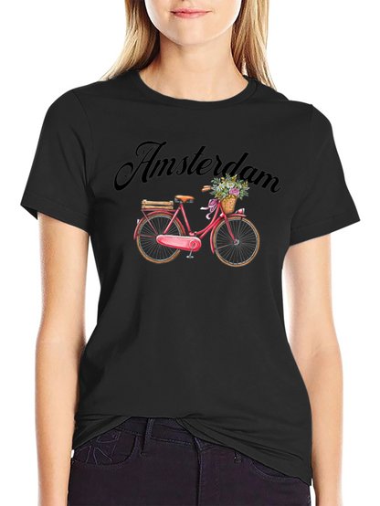 Camiseta Negra con Diseño de Bicicleta Ámsterdam