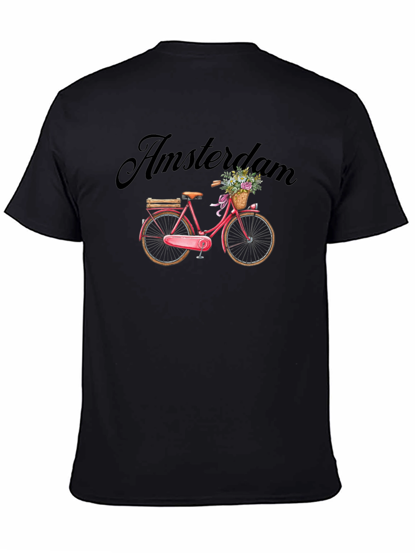 Camiseta Negra con Diseño de Bicicleta Ámsterdam