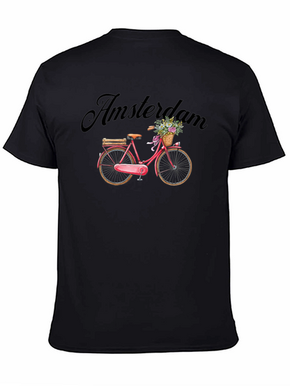 Camiseta Negra con Diseño de Bicicleta Ámsterdam