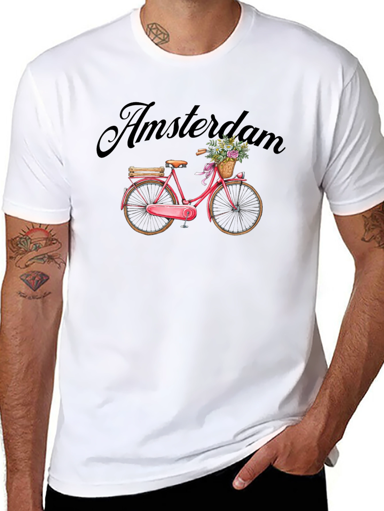 Camiseta Negra con Diseño de Bicicleta Ámsterdam