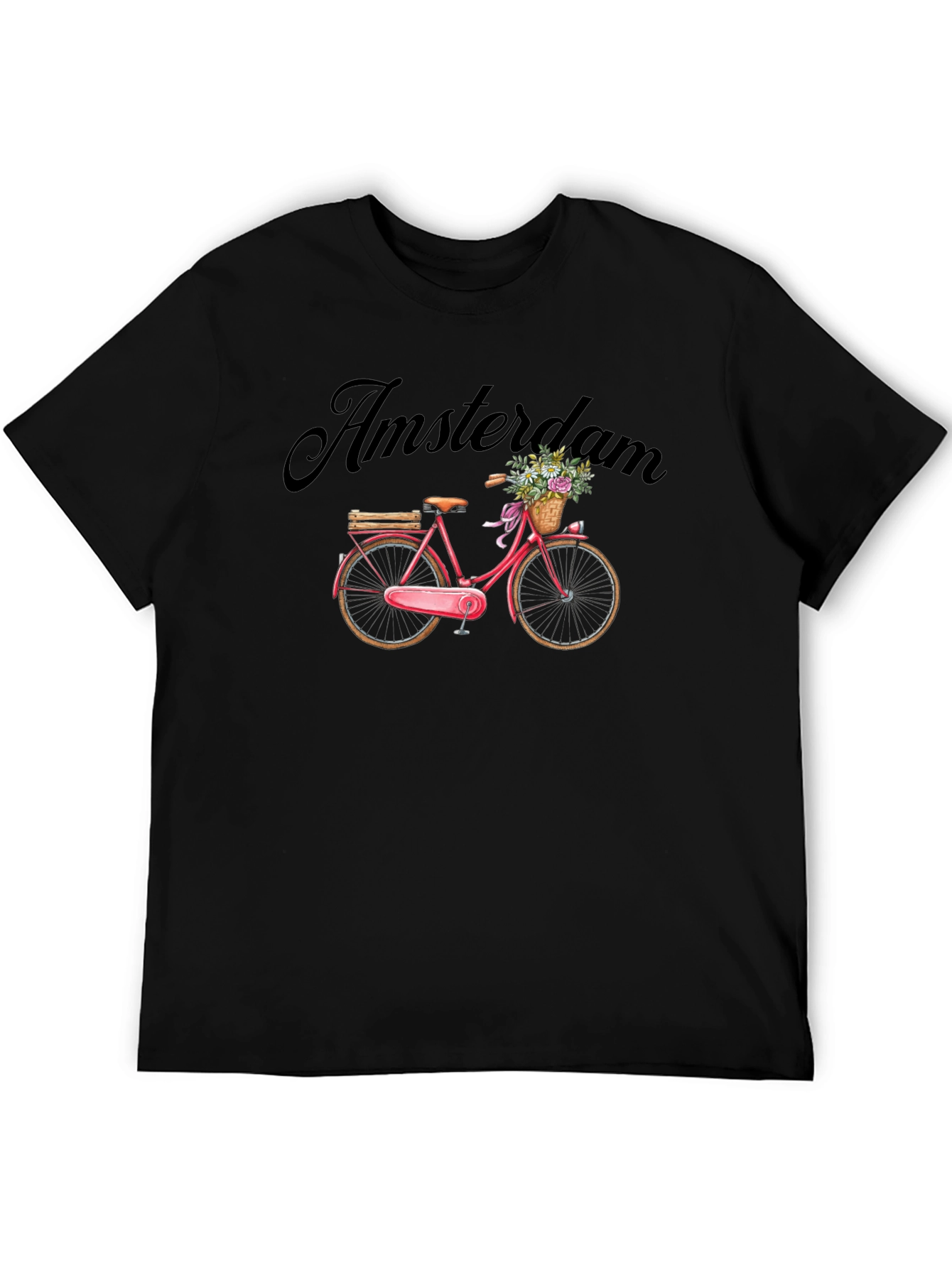 Camiseta Negra con Diseño de Bicicleta Ámsterdam