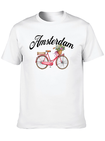 Camiseta Negra con Diseño de Bicicleta Ámsterdam