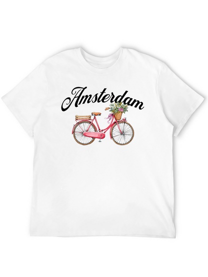 Camiseta Negra con Diseño de Bicicleta Ámsterdam