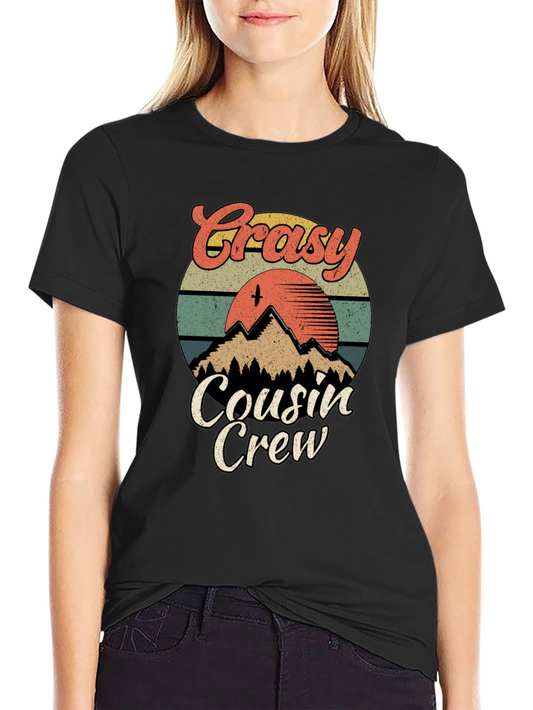 Camiseta Negra Crazy Cousin Crew Vintage