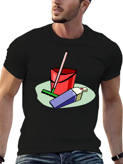 Camiseta Negra Estampado Divertido Limpieza