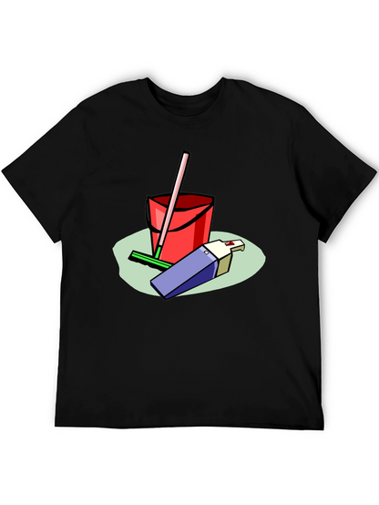 Camiseta Negra Estampado Divertido Limpieza