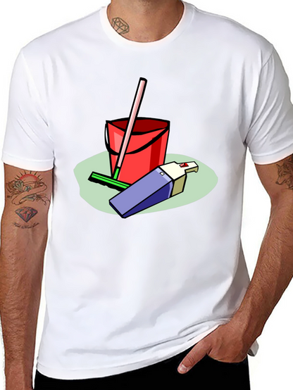 Camiseta Negra Estampado Divertido Limpieza