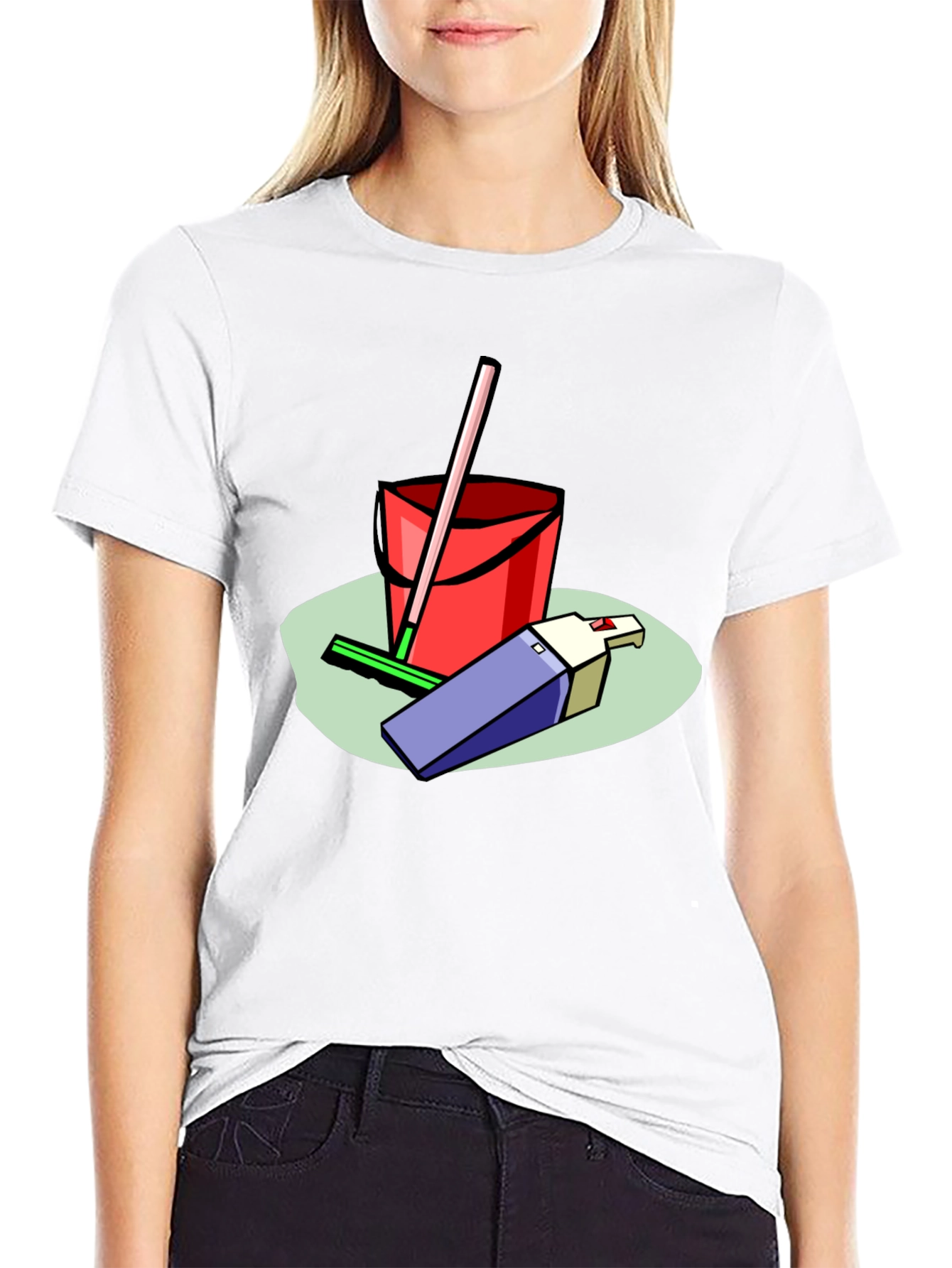 Camiseta Negra Estampado Divertido Limpieza
