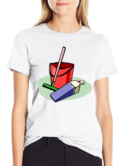 Camiseta Negra Estampado Divertido Limpieza