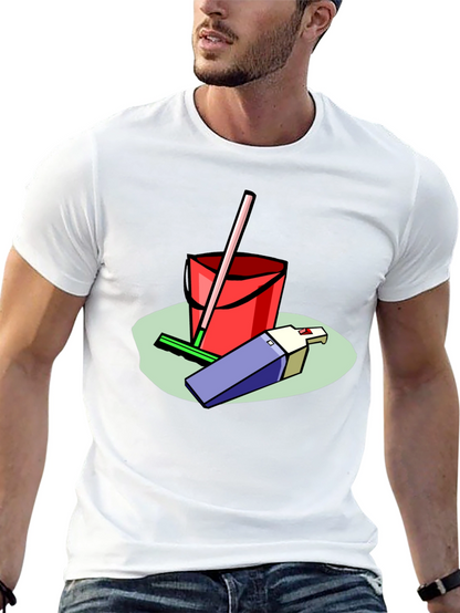 Camiseta Negra Estampado Divertido Limpieza