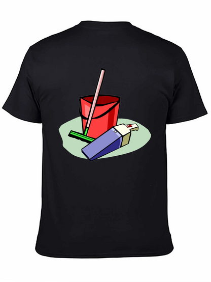 Camiseta Negra Estampado Divertido Limpieza
