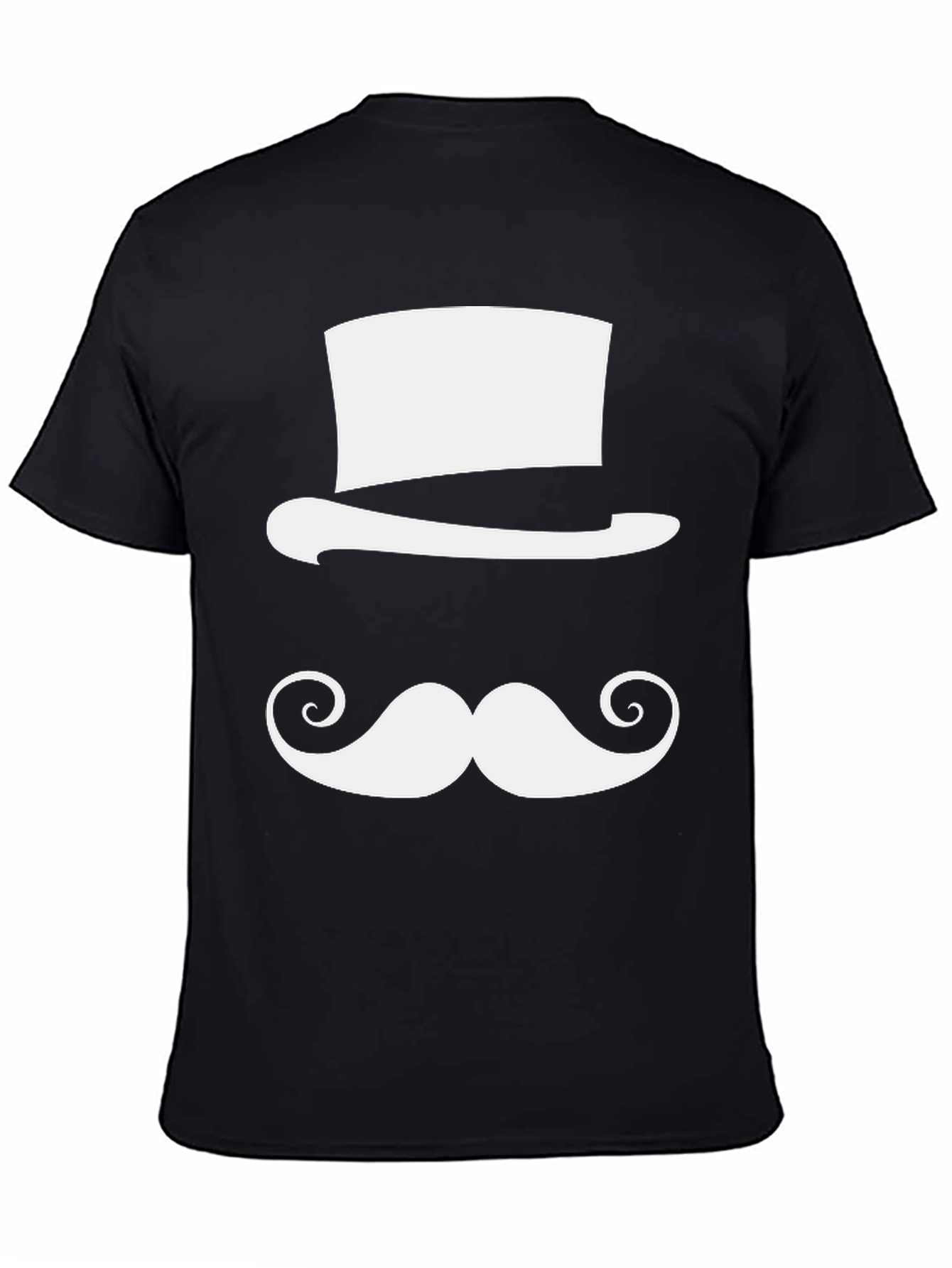 Camiseta Negra con Diseño de Sombrero y Bigote